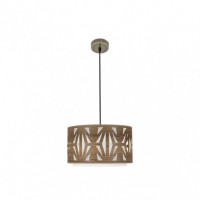 Distribuidor - Lâmpadas Diversas | Colgantes Moderno | COLGANTE KATERINA 1XE27 CUERO/MADERA OSCURA REGX40X40 CM Ref: 177994084